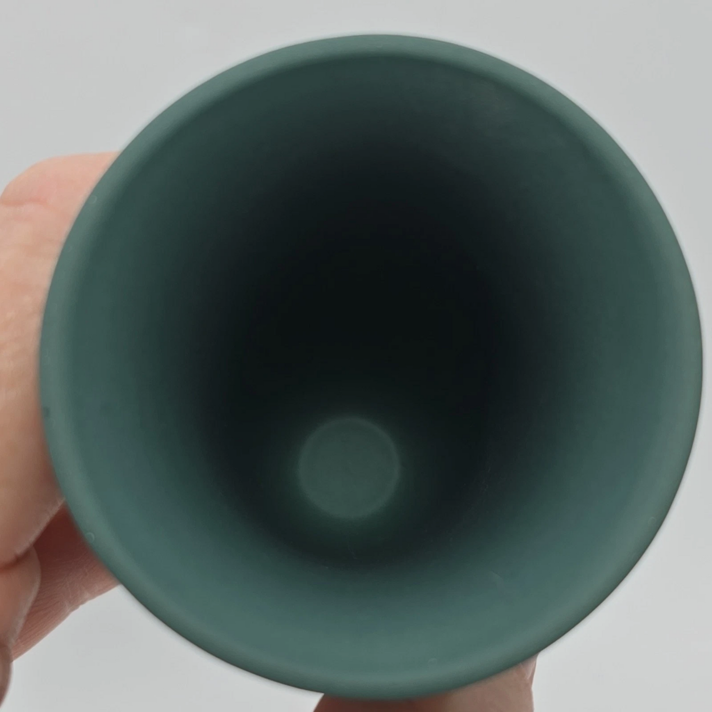 Vintage Style Teal Jasperware Mini Footed Vase – Classical Goddess Design – 4”